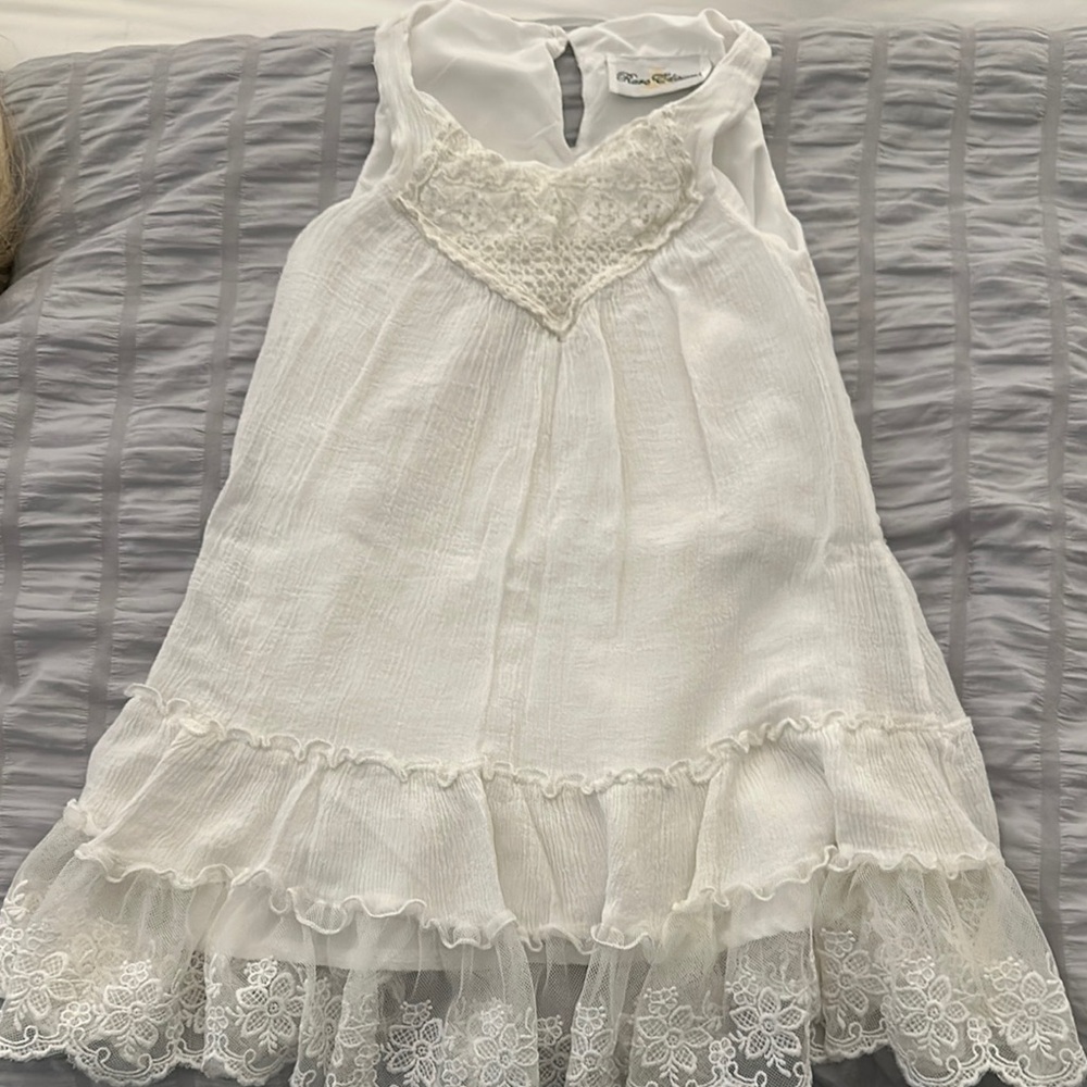 Rare Editions White Lace Ruffle Girls Dress